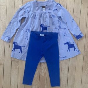 Tea Collection Blue Horses Dress and Legging Set 18-24m